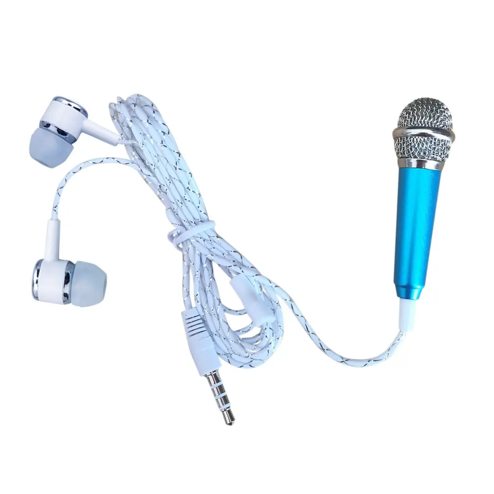 Blue With earphone MINI Jack 3,5 мм студийный петличный профессиональный проводной микрофон ручной микрофон караоке для пения игр для мобильных телефонов ПК Горячая Распродажа - Цвет: Blue With earphone