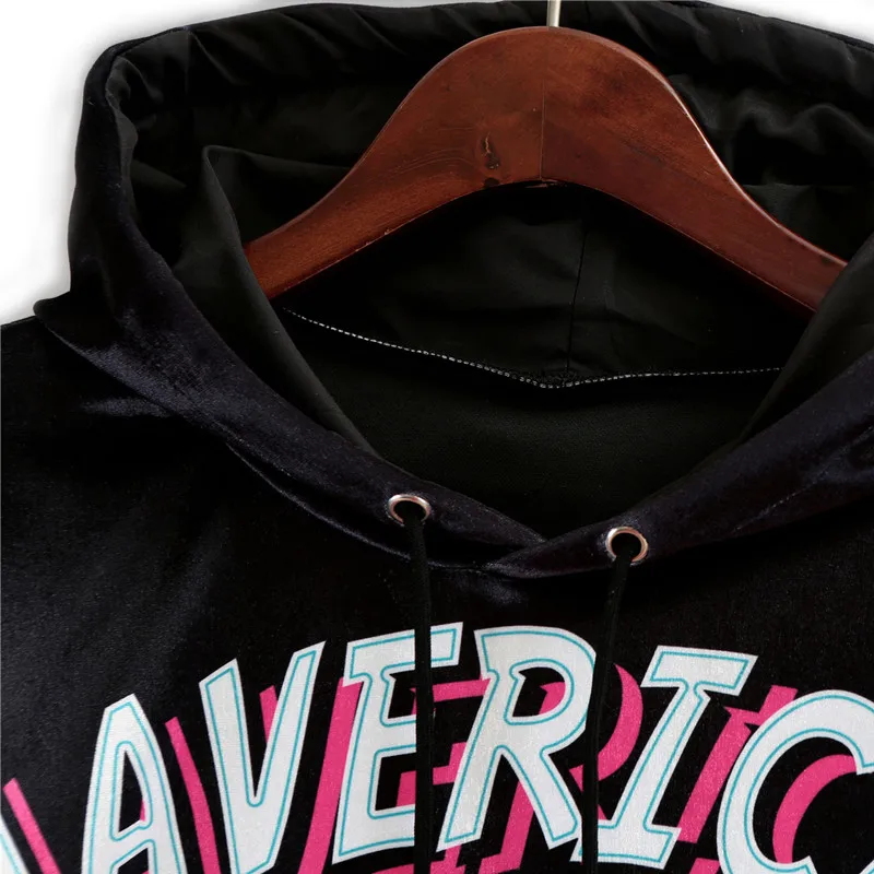 

women clothes Spring Autumn Hoodies Streetwear Sweatshirt Gold velvet Cartoon print Pullovers Female Oversized Hip hop tops