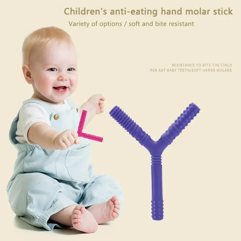 

Прорезыватель для зубов в форме трубы типа Y, игрушка для детей, не содержит Бисфенол А, детские зубы, сенсорная Жевательная молярная палочка...