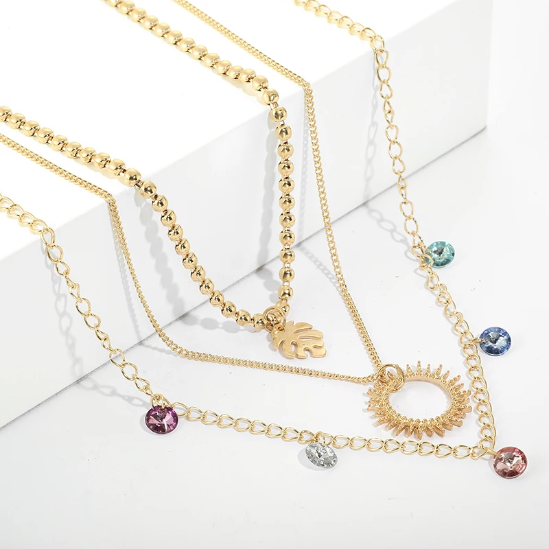 Медальон в форме солнца ожерелье docona стиле бохо для женщин многослойное