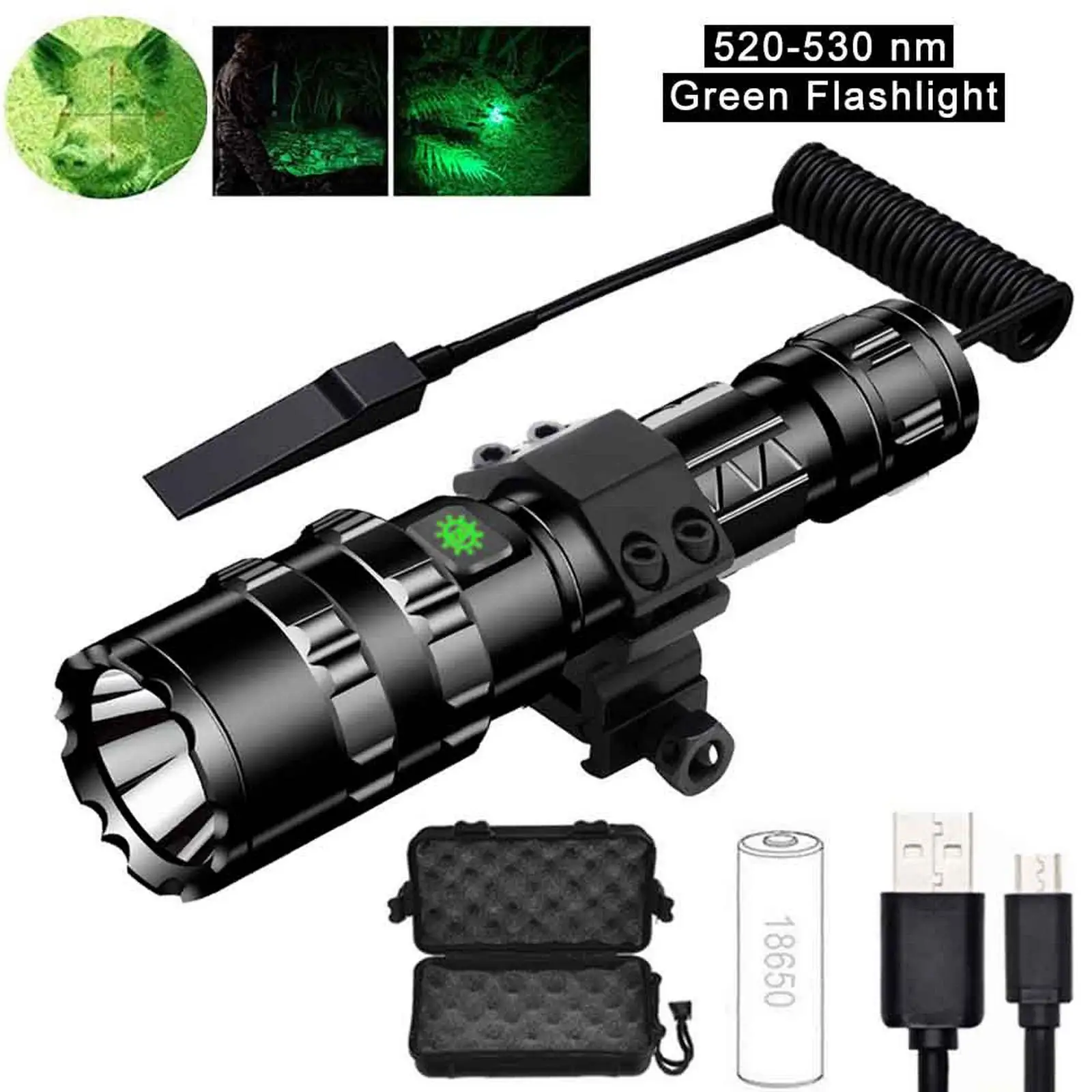 Tactical Flashlight for 20mm Picatinny Rail 500m range USB Waterproof LED Powerful Lights Night Hunting Shooting Camping  lamp