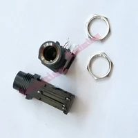 50pcslot 6 35mm stereo microphone audio socketjack female connector with nuts 3p 3pin white mouth