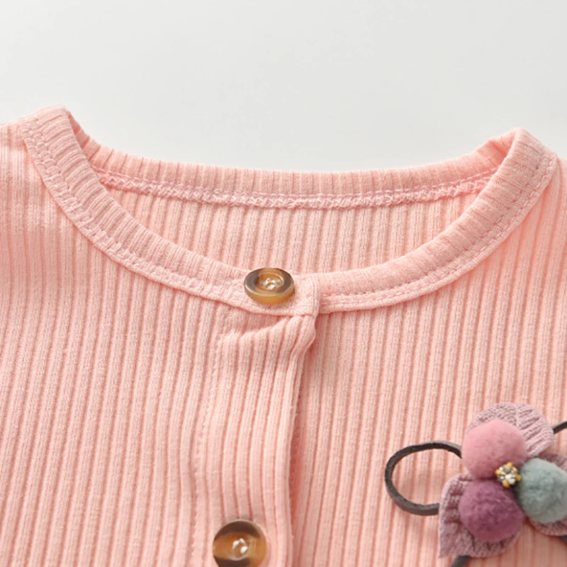2-6Y Baby Girls T-shirt Kid Clothes Cute Cardigan Floral Knitted Cotton Bottoming Shirt Casual Toddler Coat | Детская одежда и