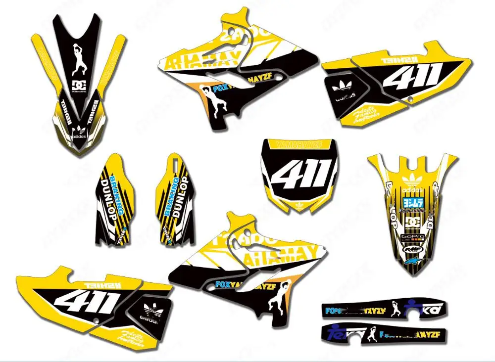 Для YAMAHA YZ125/250 графика и фоны наклейки Наборы для YAMAHA YZ125 YZ250 YZ 125 YZ 250