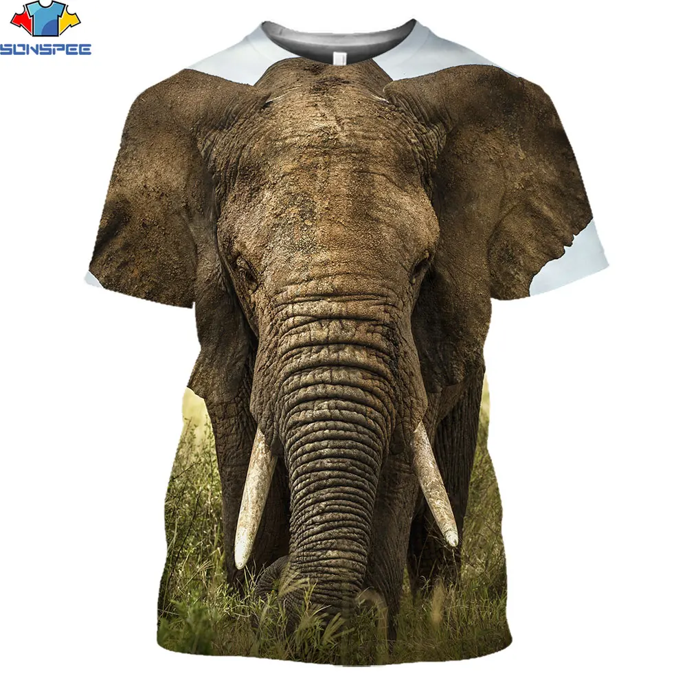 

SONSPEE 3D Power Grassland elephant T-shirt 2021summer Unisex Casual Short sleeve Men 3D style Street wear Pullover Clothing