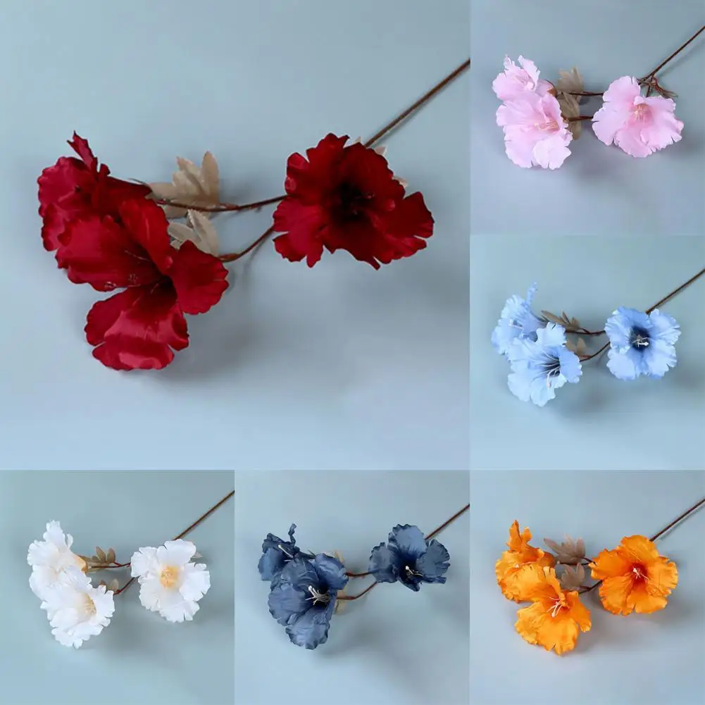 

Widely Applied Portable 3 Heads Hibiscus Blossom Artificial Flower for Garden