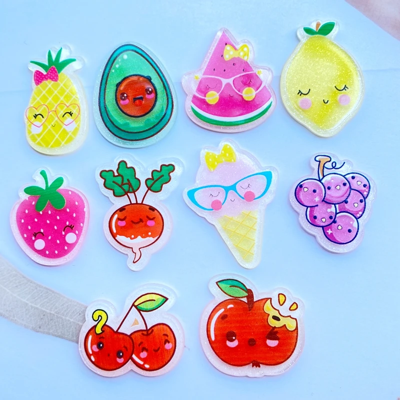 

20Pcs New Mini Cute Acrylic Fruit Series Flatback Cabochon Scrapbook Kawaii DIY Embellishments Accessories H88