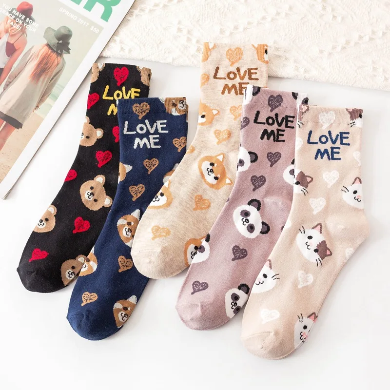 

Japanese and Korean Trend Cartoon Socks Women Casual Cotton Socks Women Cute and Sweet Kawaii Cartoon Socks Students Breathable