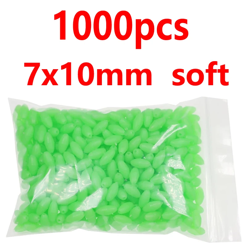 7x10mm 1000pcs green 1000/3000 шт.; ; детское нижнее белье красного и зеленого цвета; овальная мягкая резиновая светящиеся бусины для рыбалки светящиеся раковина бусины для рыболовные снасти рыболовные приманки рыболовные снасти - Цвет: 7x10mm 1000pcs green