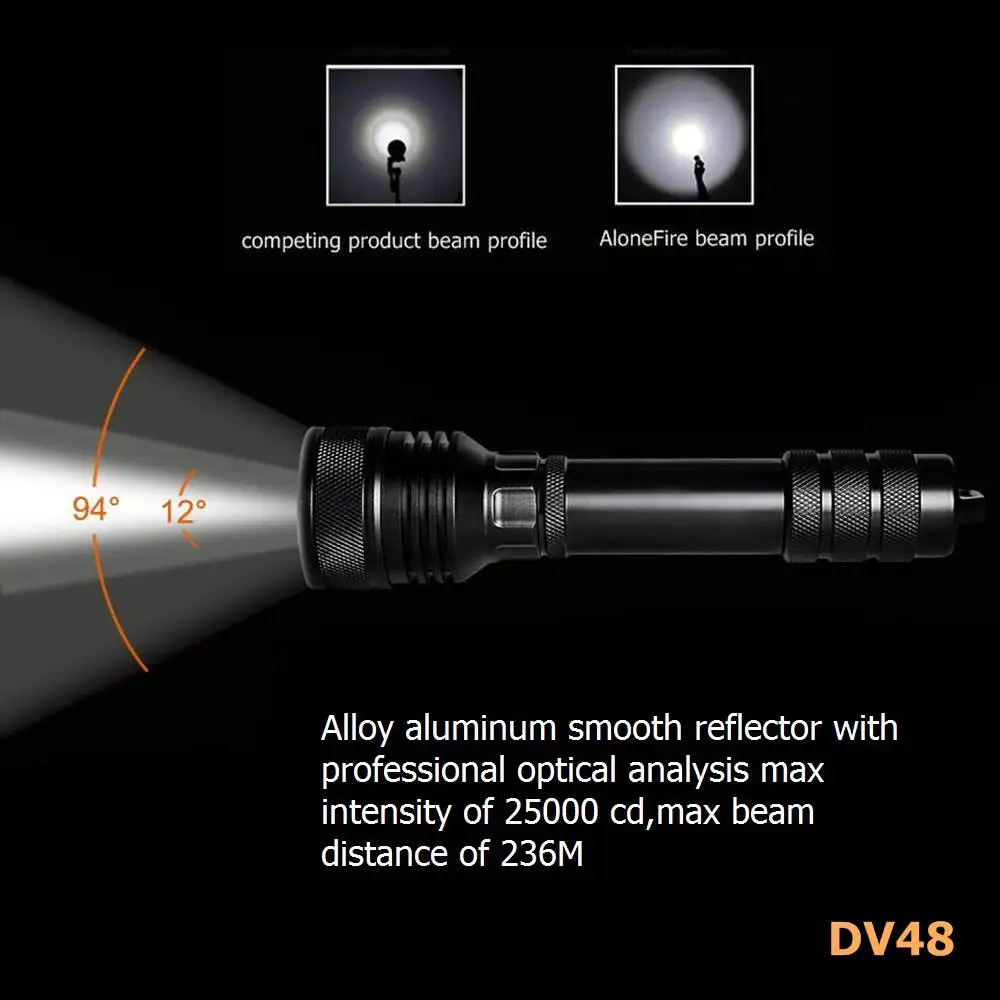 Мощный фонарь для дайвинга AloneFire DV48 CREE XHP 50 18650|Фонарики и осветительные приборы| |