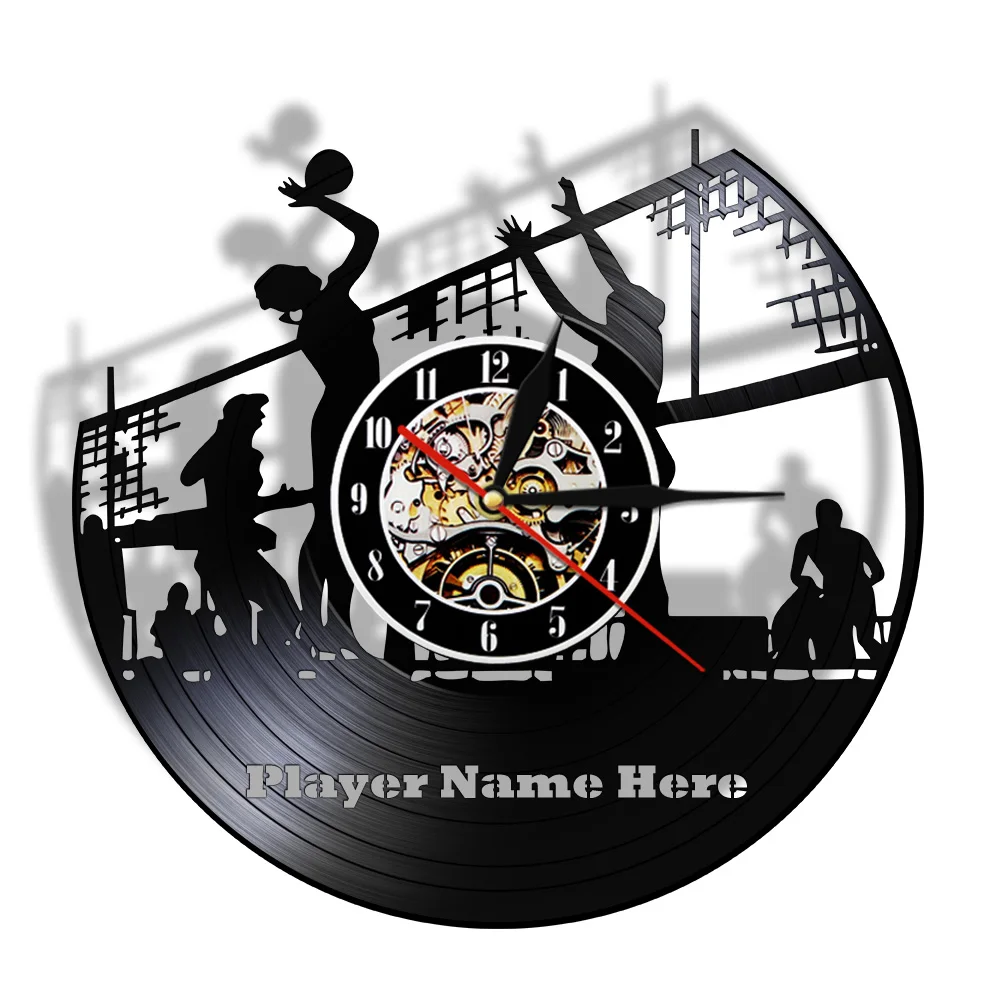 Волейбольные настенные часы пляжный волейбол виниловые записи Team Спорт