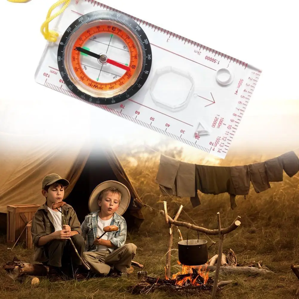 

Professional Mini Compass Map Scale Ruler Multifunctional Hiking Survival Camping Guiding Outdoor Equipment Tool P1v4