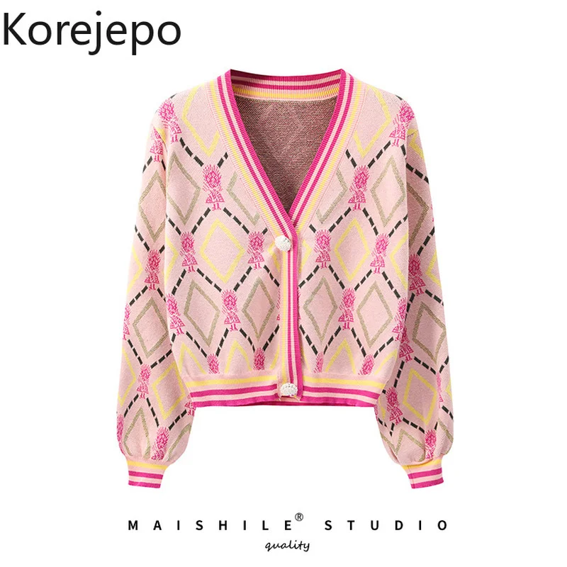 

Женский трикотажный свитер с V-образным вырезом и длинным рукавом