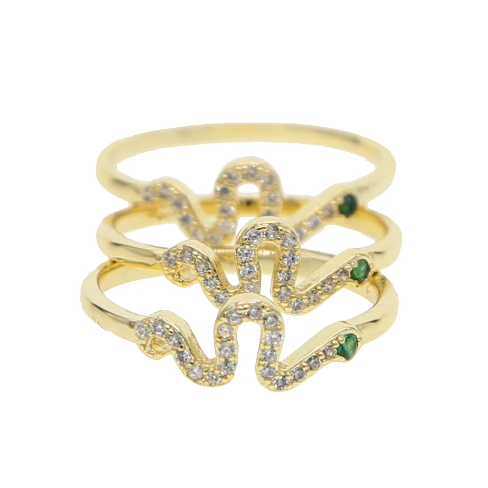 Женское кольцо с кольцом змейкой micro pave золотое белое зеленое фианитом|Кольца| |