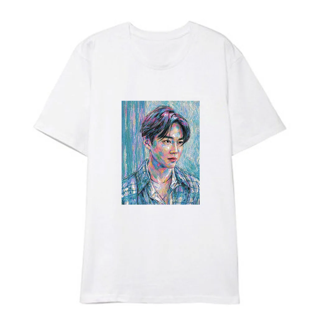 Kpop EXO SUHO летняя новая уличная одежда модные женские футболки Харадзюку футболка с