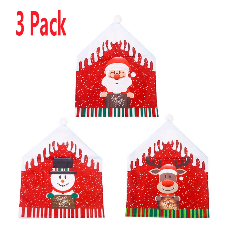 3 Pcs Christmas Chair Covers Dining Seat Santa Claus ELK Snowman Party Decor Home Decorations | Дом и сад
