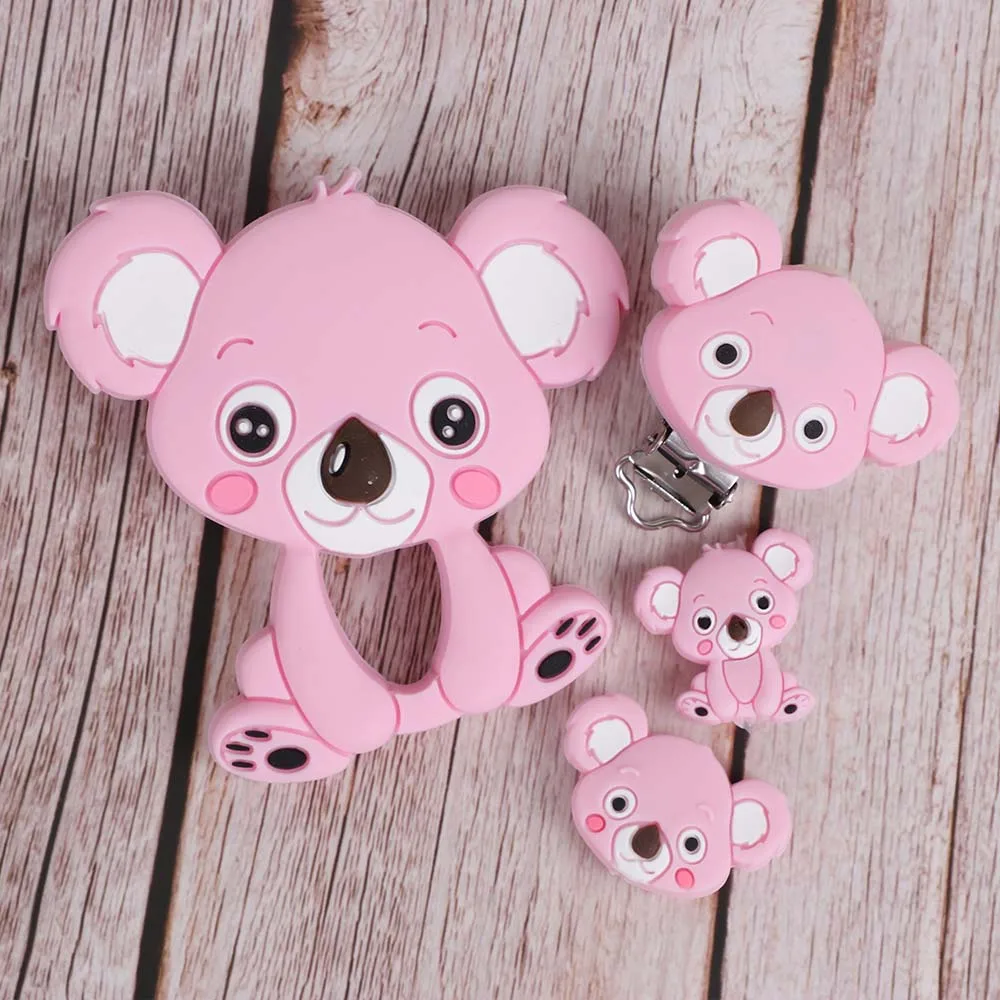 TYTY.HU Koala Silicone Baby Teethers Rodents Silicone Koala Clip Pendant DIY Mordedor Nursing Baby Teething Toy