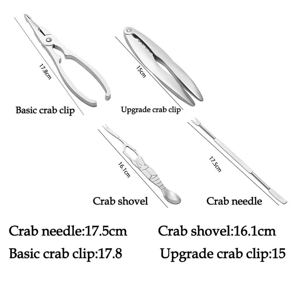 

Hot Stainless Steel Seafood Tool Crackers Picks Spoons Set Shrimp Tool Lobster Clamp Pliers Clip Pick Set