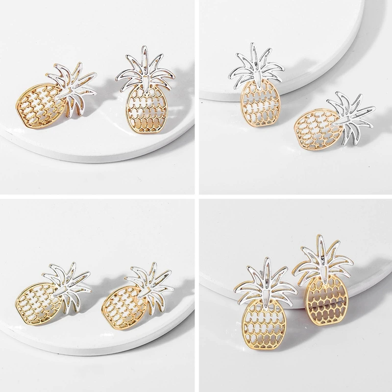 

Pineapple Two-tone Earrings-women's Jewelry Hollow Pineapple Earrings Unique Design Fruit Small Earrings Gift Party Ball Jewelry