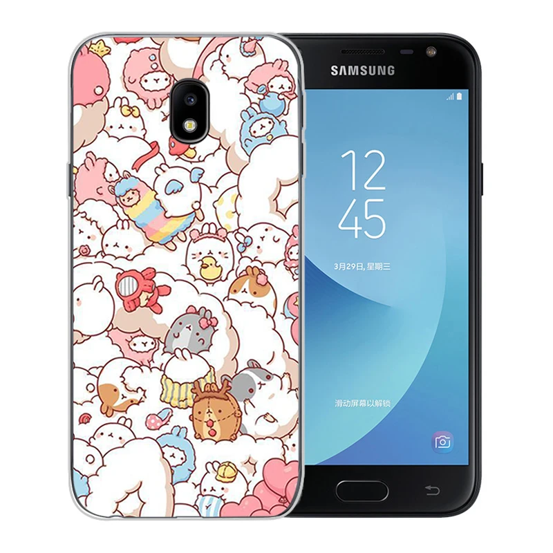 Kawaii Molang мультфильм аниме кот Рисунок мягкий чехол для телефона Samsung Galaxy J5 J7 2016 J3 2017