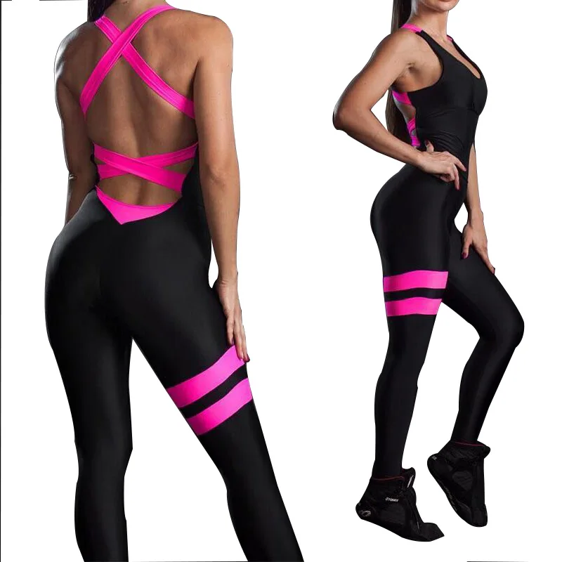 

Женский комбинезон для йоги, одежда для тренировок, цельнокроеные штаны, сексуальный спортивный костюм с открытой спиной, женский спортивн...