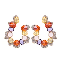 colorful crystal letter earrings for female designer statement jewellery new trend creative cubic zircon korea sweet earings