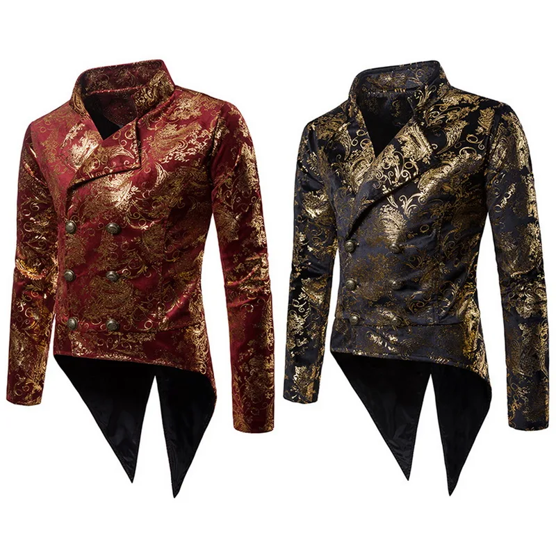 

Oeak Brand Men Luxury tuxedo suit Blazer Designs Fashion Gold Flowers Sequins Suit Jacket Cosplay Clothes 2018 Male Blazers Coat