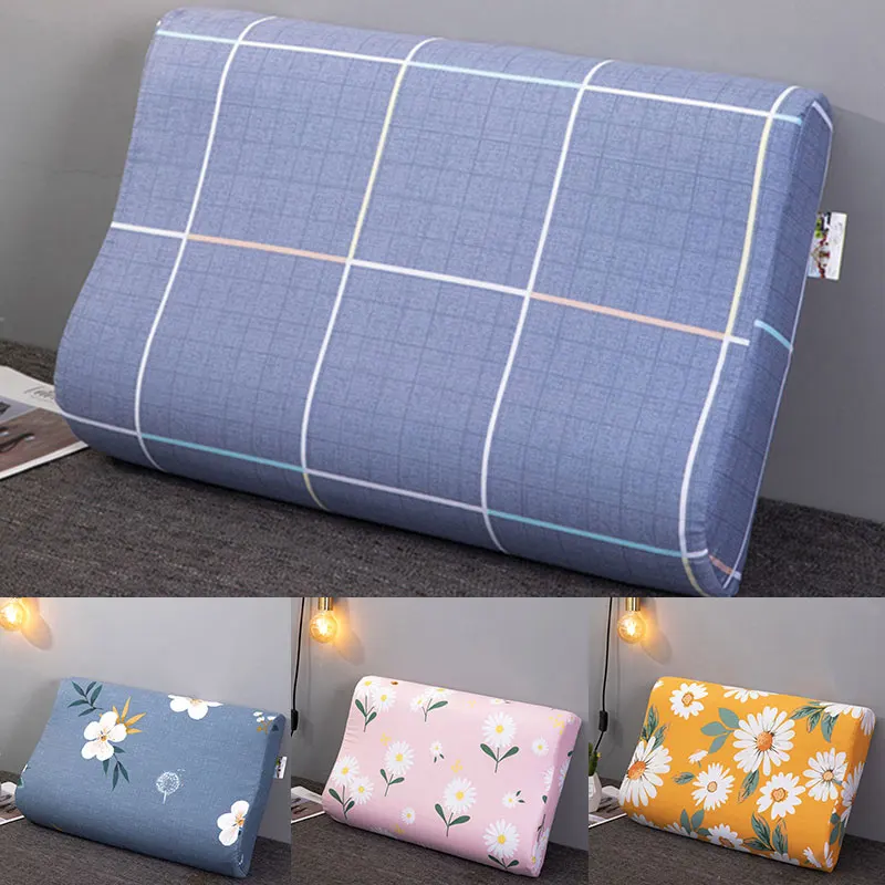 

Cotton Latex Pillowcase Slowly Rebound Memory Foam Space Pillow Cases Plaid Flowers Printed Neck Healthcare Memory Pillow Case
