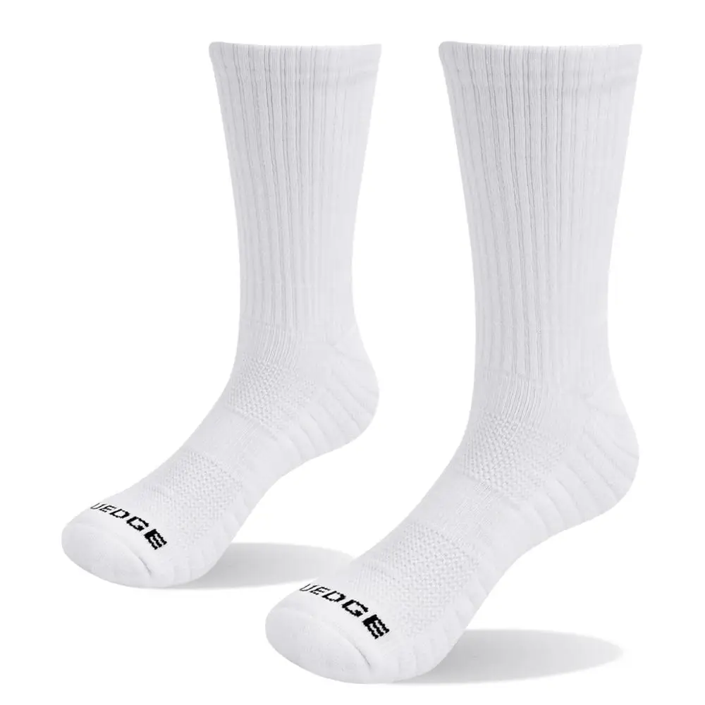 

YUEDGE Men 5 Pairs Breathable Comfortable Cotton Cushion White Casual Sports Crew Socks