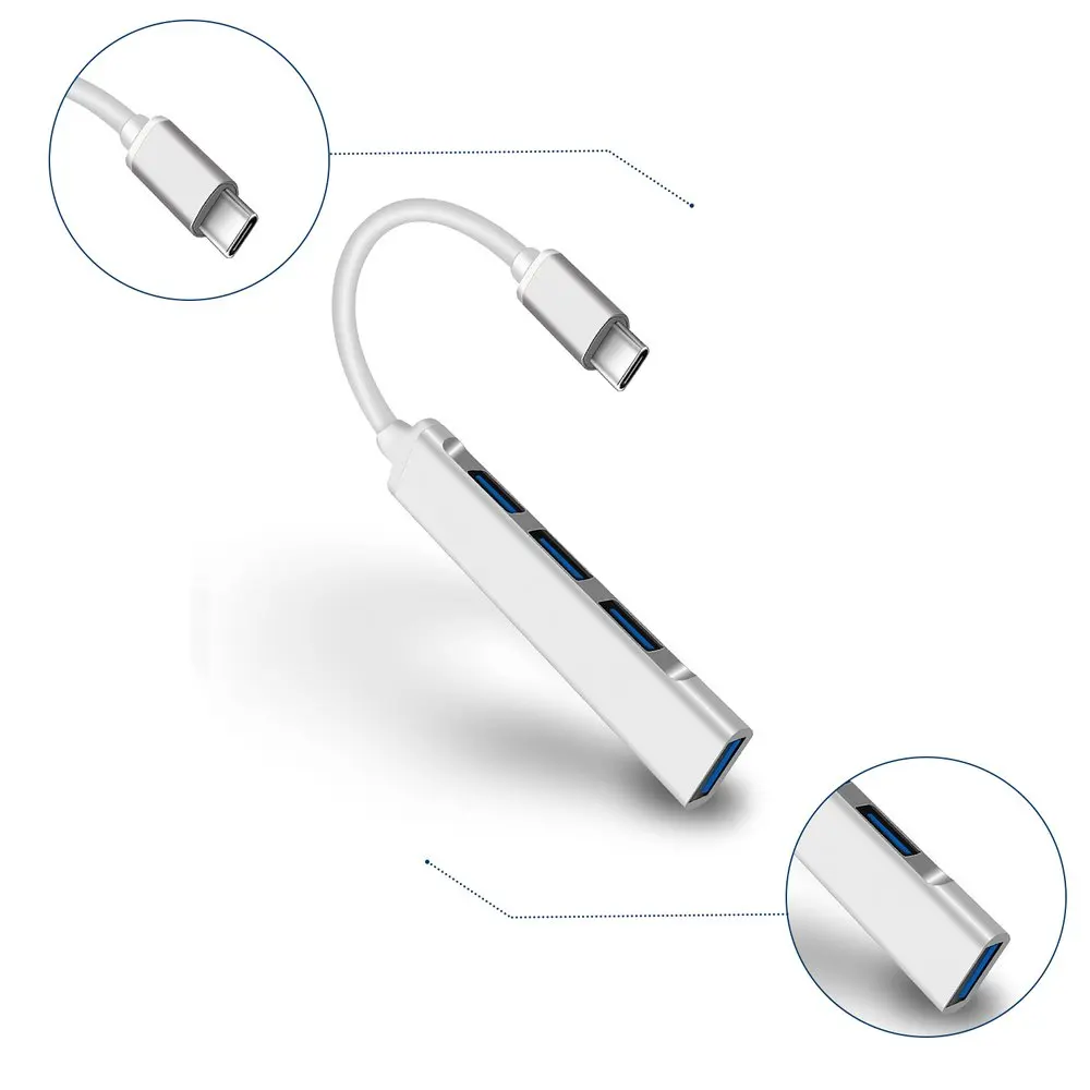 

4-in-1 Mini Portable USB 3.0 HUB Splitter One For Four TypeC Docking Station Multi Splitter Adapter Computer Accessories