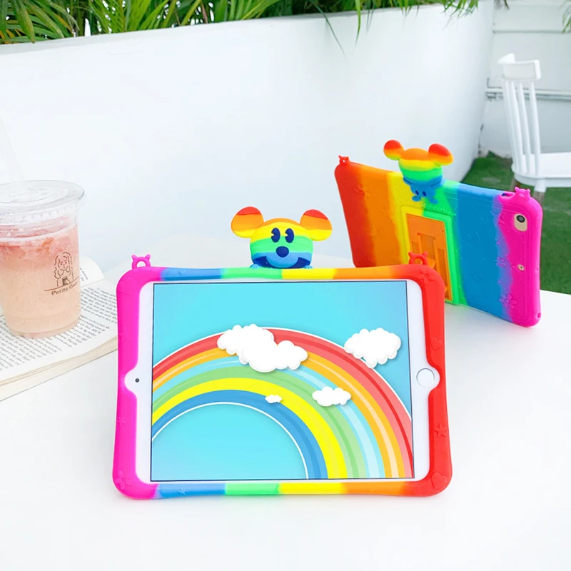 

Rainbow Case For Huawei M7 M6 M5 10.8 10.1 8.4 inch 3D Cartoon Kids Cover For Honor 5 V6 X6 8 10.4 Enjoy 2 Mate pad 10.4 Silicon