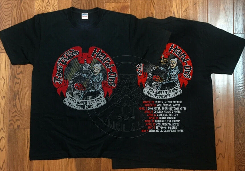 Коллекция рубашек в стиле панк Rose Tattoo ft Hard Ons NEVER TOO LOUD TOUR 2019|Мужские футболки| |