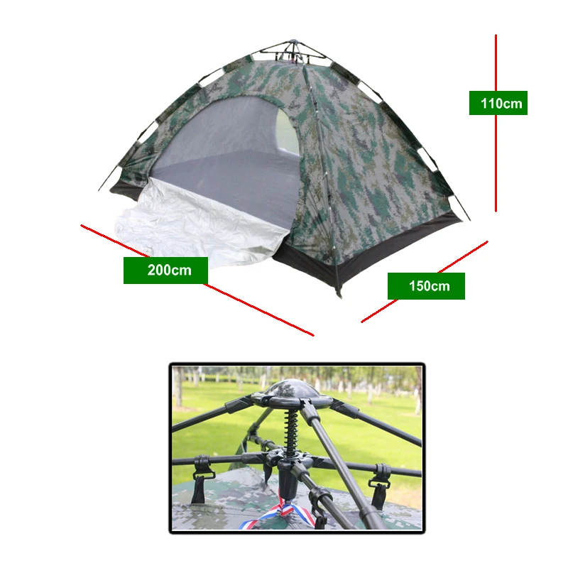 

Portable 2 Person Quick Automatic Opening Camo Tent Anti-UV Waterproof Outdoor Hiking Fishing Camping Tent Double Door