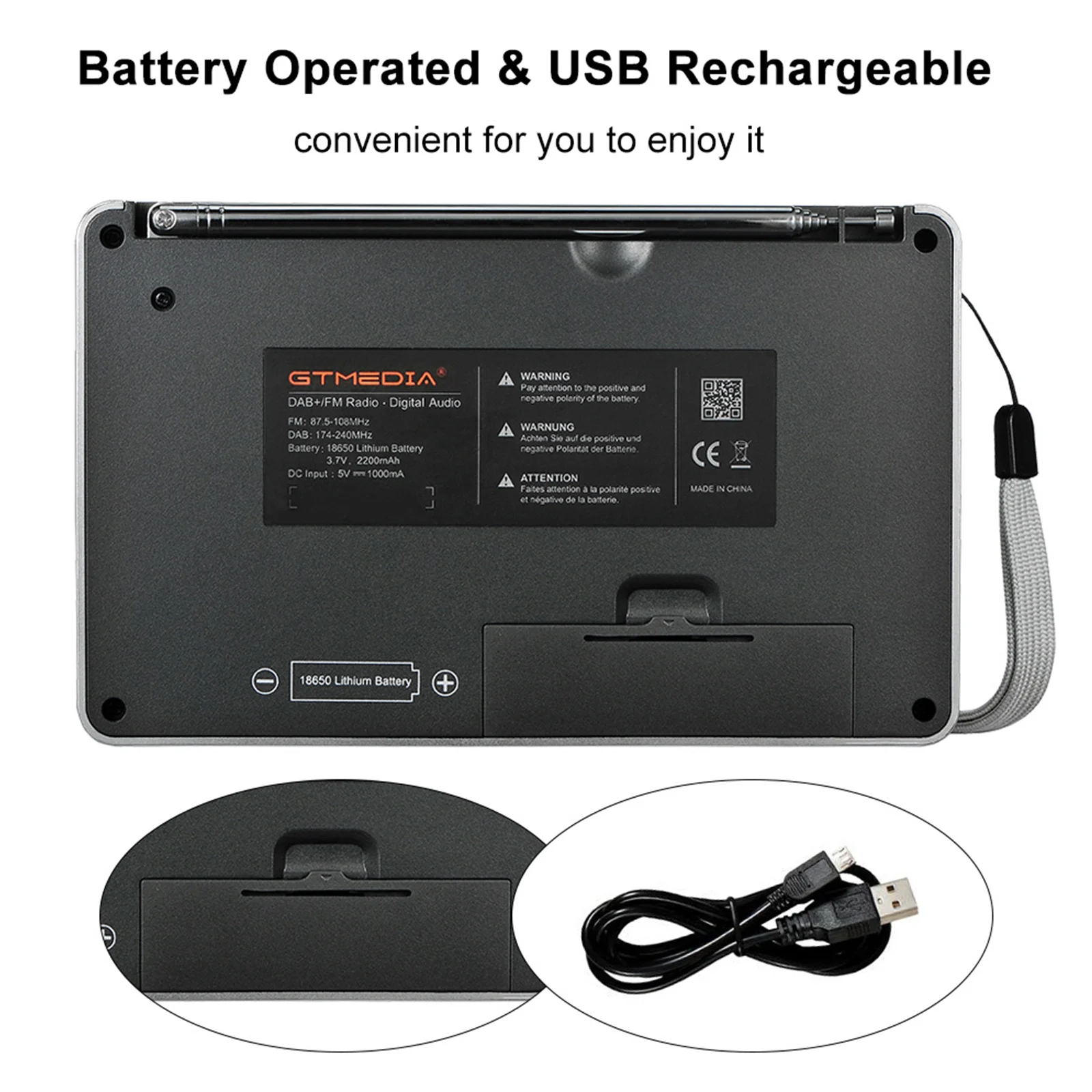 GTMEDIA D2 Портативный радиостанция DAB цифровой FM радио Bluetooth Динамик AUX в слот для