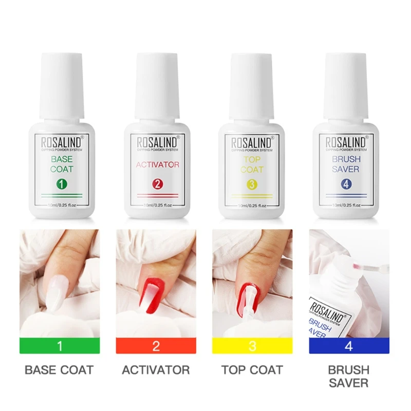 

Nail Dipping Powder Brush Top Base Coat Brush Saver Set Dip French Glitter Shinning Nails Glitter Manicure Kit