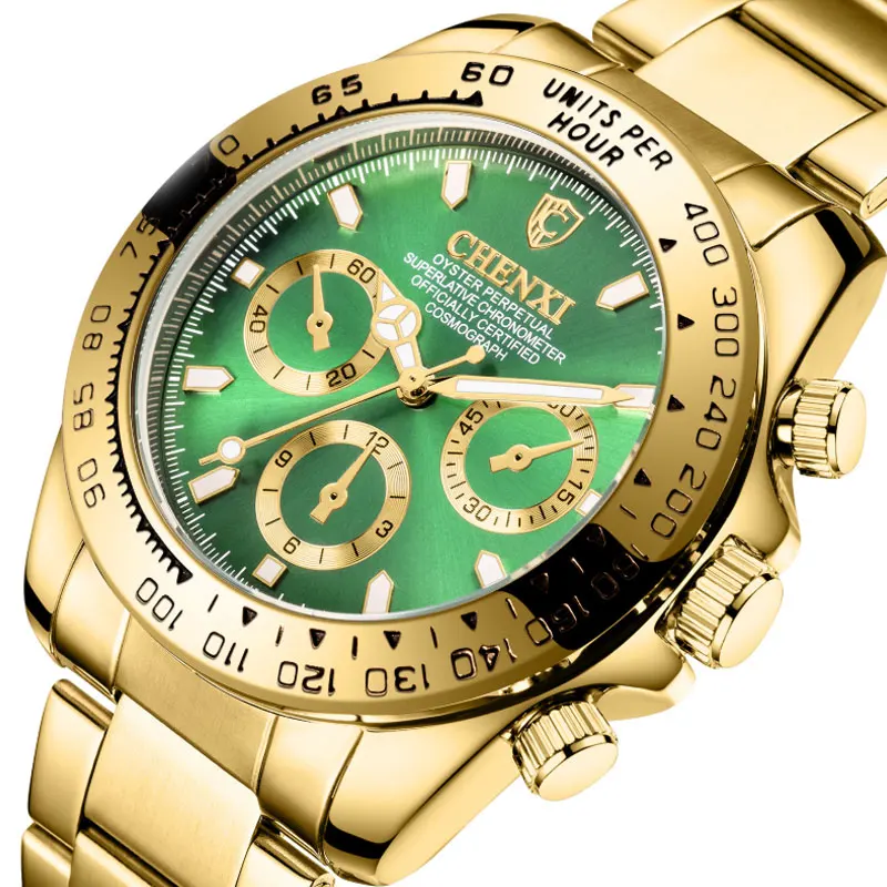 Мужские кварцевые наручные часы из нержавеющей стали водонепроницаемые золотые