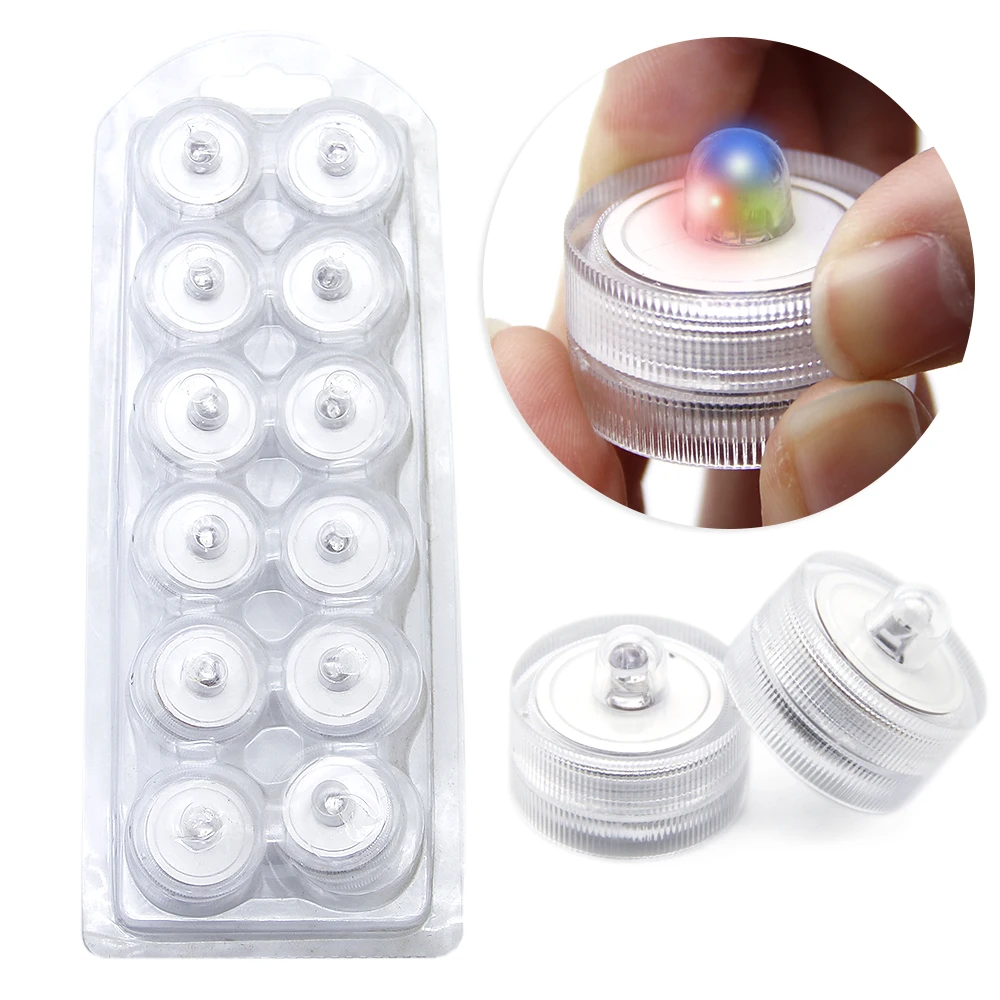 New 30x30x25m 12Pcs Luminous Light Up Flashing Waterproof Candle Lamp for DIY Anniversary Home Decor Party Wedding,12Yc7639