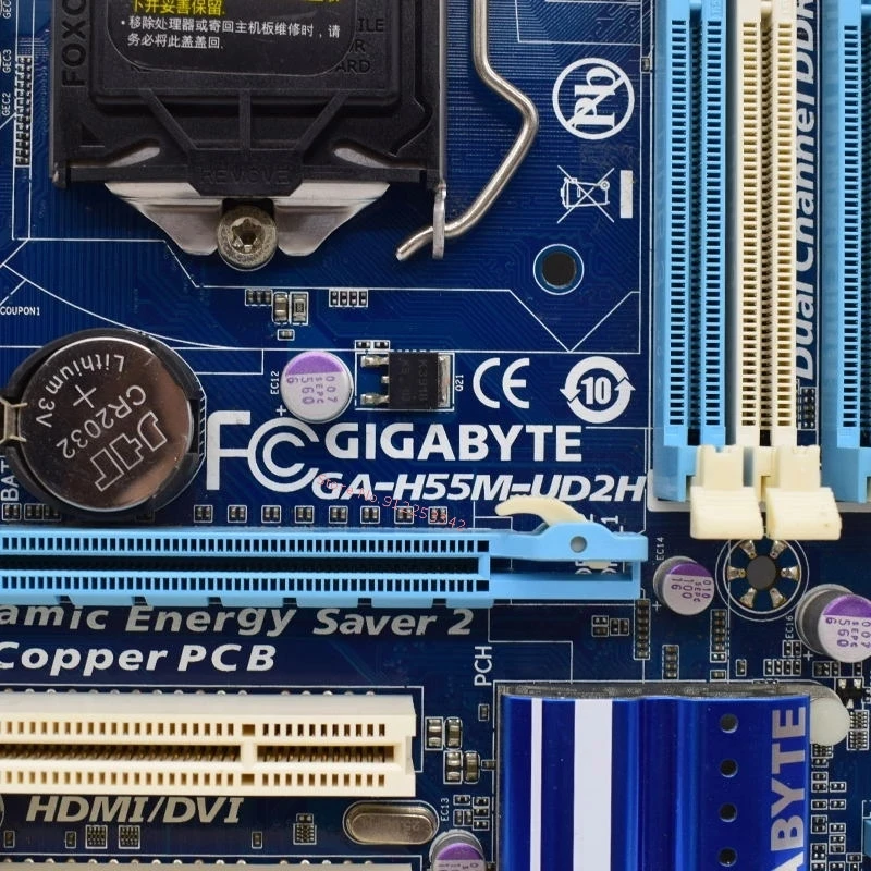 Для десктопной материнской платы GIGABYTE H55 Socket LGA 1156 i3 i5 i7 DDR3 16G Micro-ATX оригинальная б/у