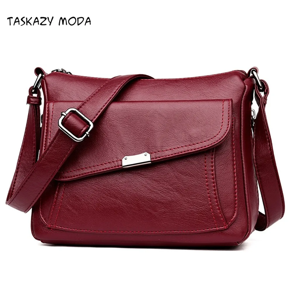 Сумка женская с несколькими карманами из мягкой кожи|Сумки ручками| |