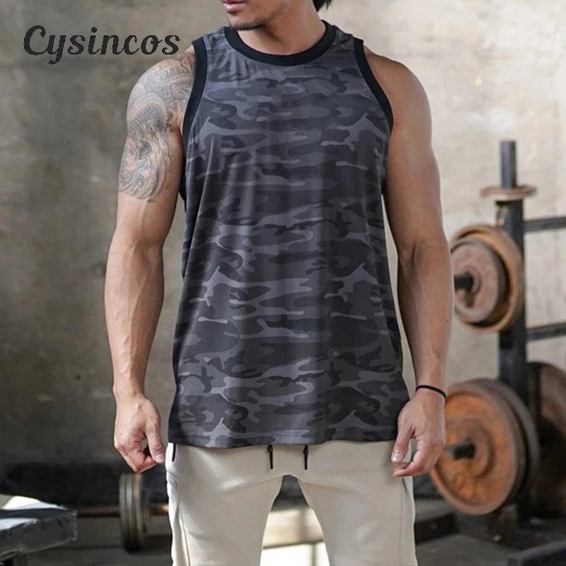Мужские майки CYSINCOS компрессионные рубашки без рукавов для бега тренировок
