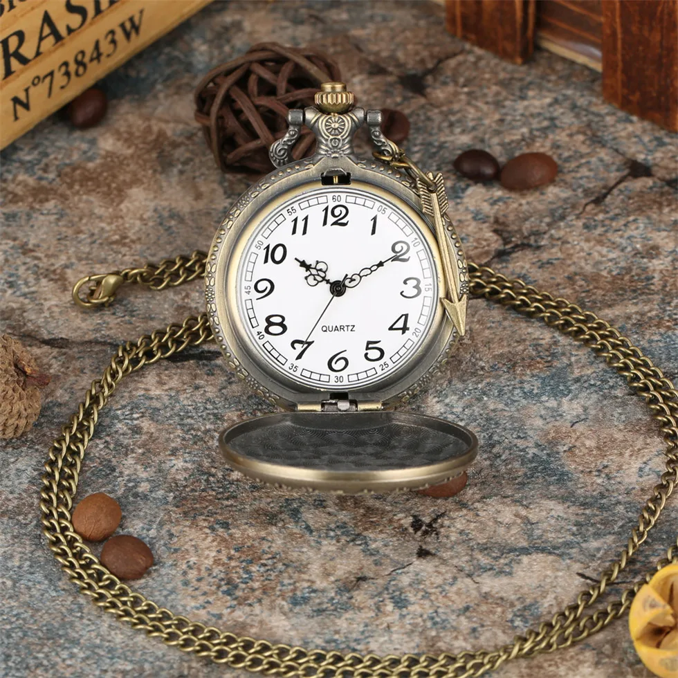 Кварцевые карманные часы Наруто с тематикой ниндзя для мальчиков бронзовые