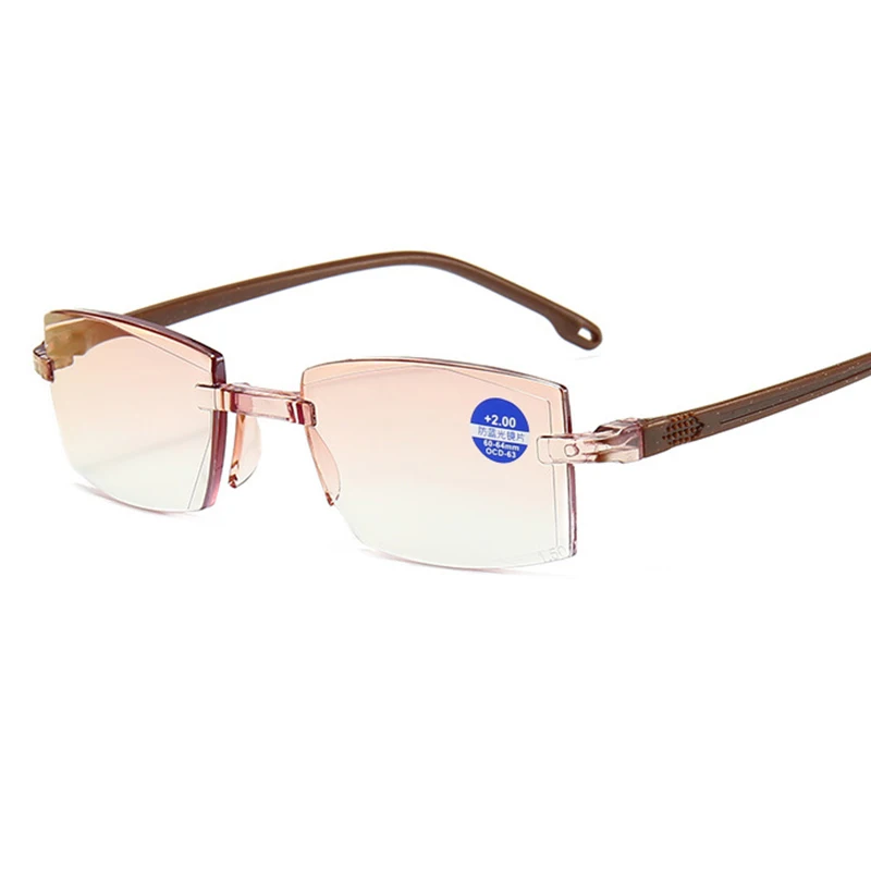 

Women Men Anti Blue Light Rimless Reading Glasses Blocking Square Frameless Presbyopic Glasses Diopters +1.0 -- +4.0