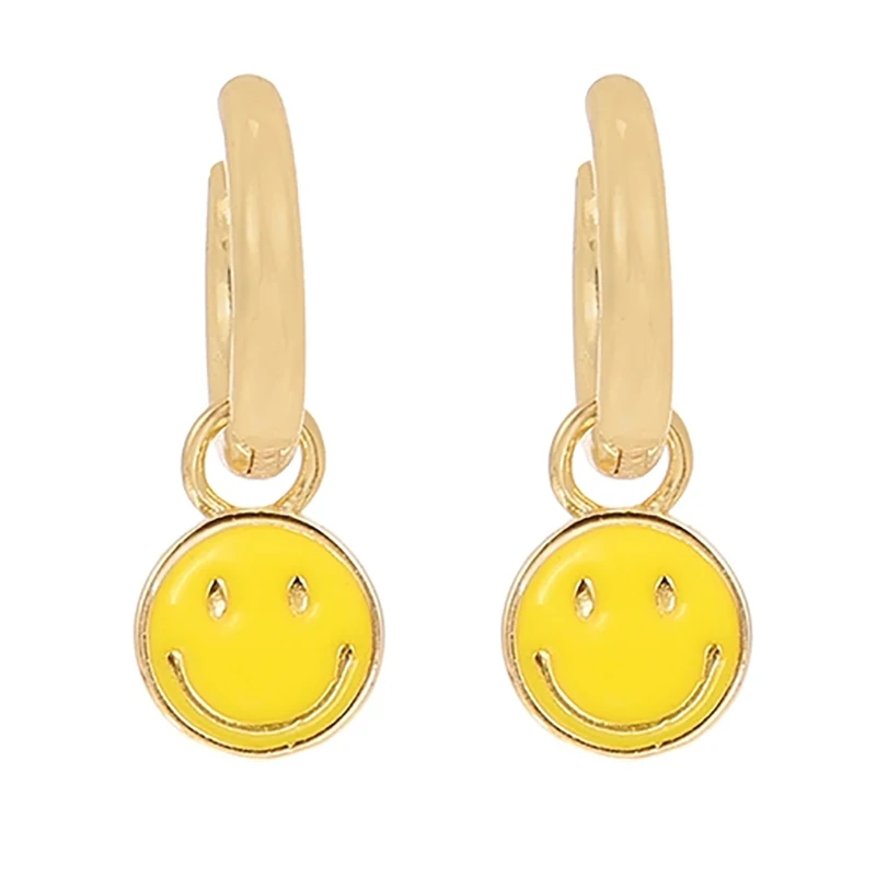 

New Punk Female's Colorful Smiley Dangle Drop Earring Boho Gold Color Alloy Handmade Earring Statement Earring Jewelry 2021