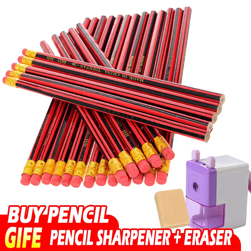 

HB Pencil Non-toxic Children's Pencil Exam Sketch Drawing Special Writing With Eraser Head Learning Stationery Wholesale