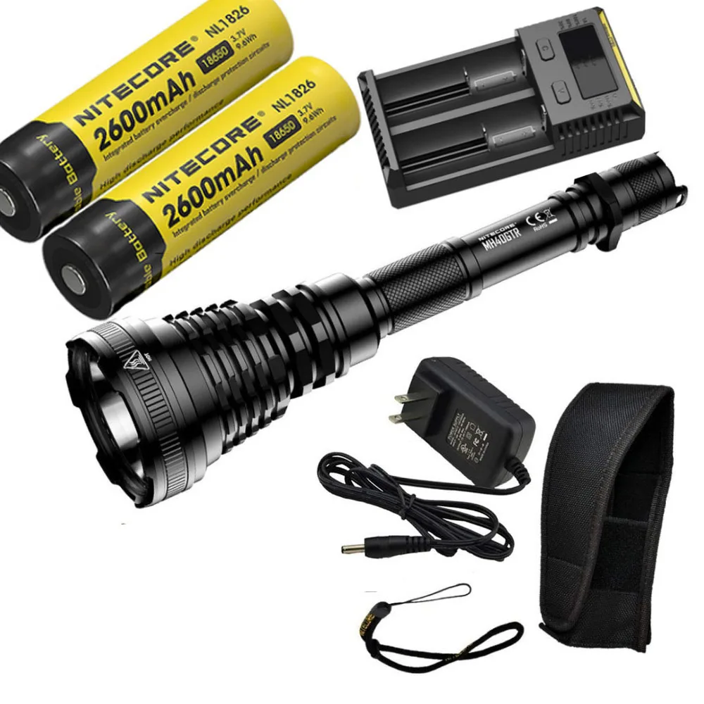 2 x NL1826 I2 NITECORE MH40GTR охотничий фонарь CREE XP-L HI V3 светодиодный Макс 1200 люмен длинный бросок 1004 м зарядка постоянного тока Тактический перезаряжаемый - Испускаемый цвет: 2 x NL1826 I2