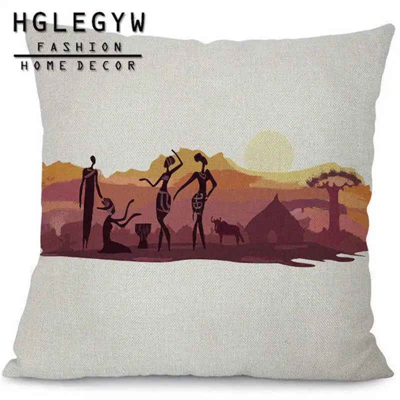 Наволочка для подушки в этническом африканском стиле танцующая женщина