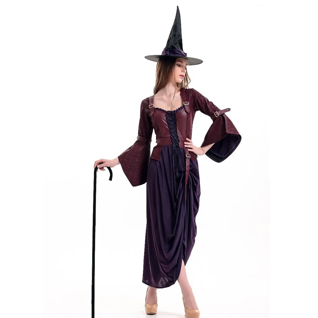 Женское черно фиолетовое платье ведьмы раньше костюм для вечевечерние НКИ на