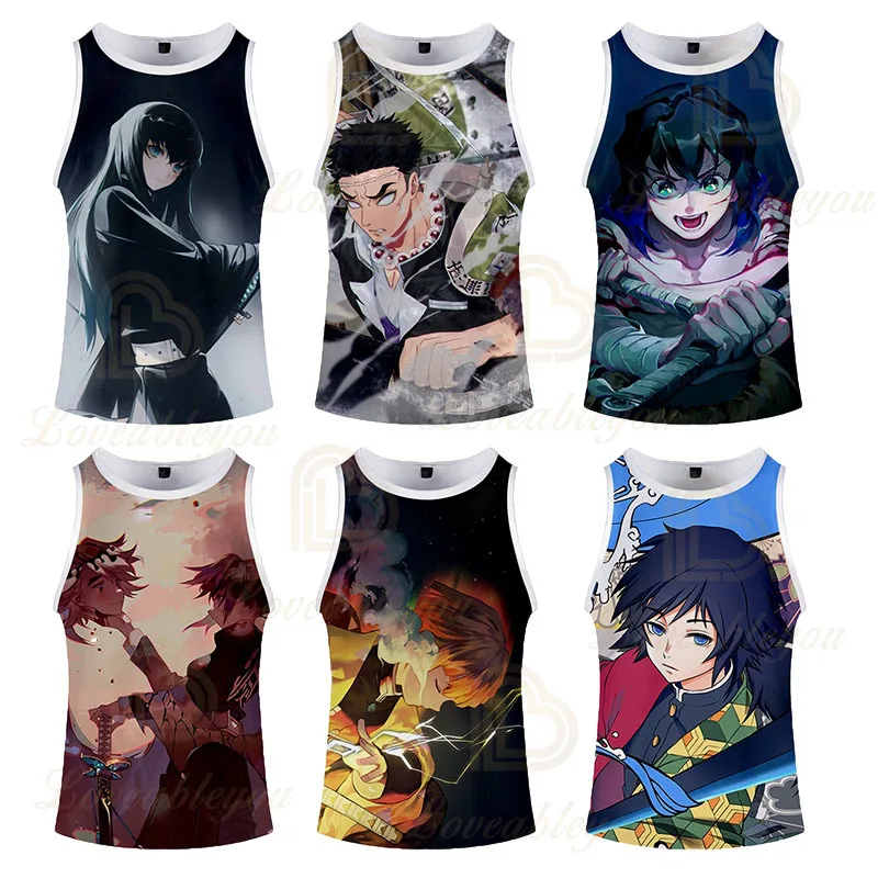 

Demon Slayer 3d Print Unisex Tank Top Unisex Fashion Cool Summer Tank Top Work Out for Men Women Tank Tops Halter Tank Top