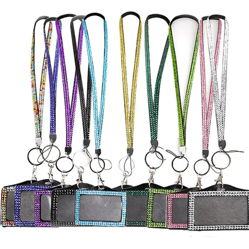 50 шт./лот Блестящий ремешок со стразами с горизонтальным держателем для карт из