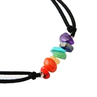 new fashion womens natural stone seven color beads neck chain yoga buddha beads energy seven chakra necklace